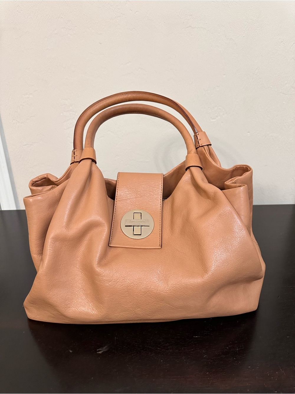 Kate Spade Classic Leather Satchel Handbag in Tan